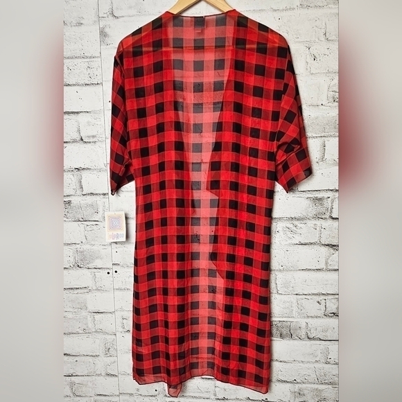 Lularoe Shirley Chiffon Plaid Kimono NWT - Picture 3 of 8
